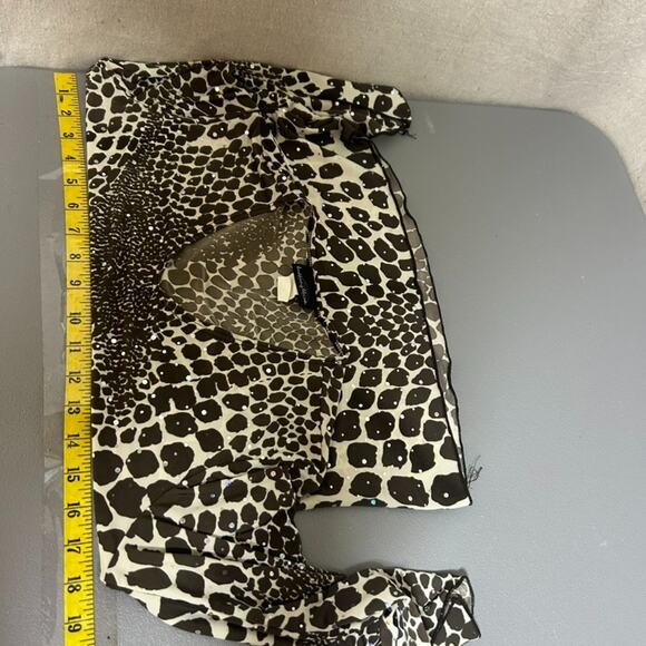 Vintage Brittany Black Womens Y2K Animal Print Top Size M Sequin Grunge 90s - Picture 10 of 12